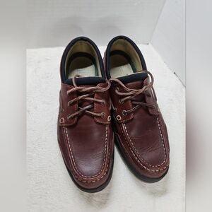 LL BEAN Leather Boat Casual Shoes Lace Up 11W Vintage